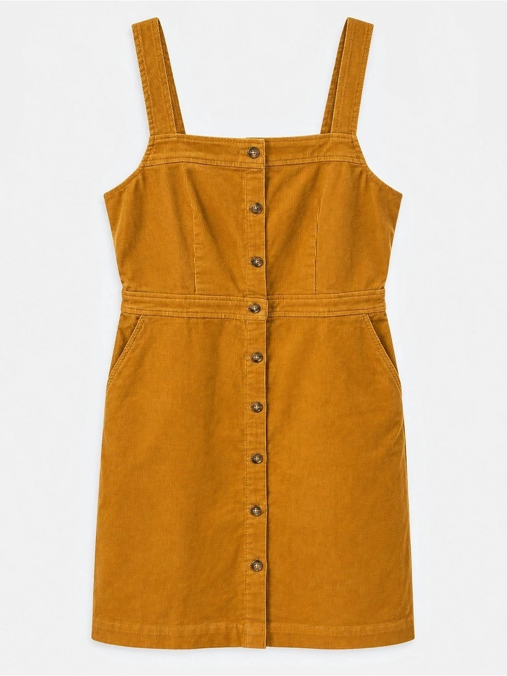 J.Crew Corduroy Button-Front Overall Pinafore Jumper Dress Orange